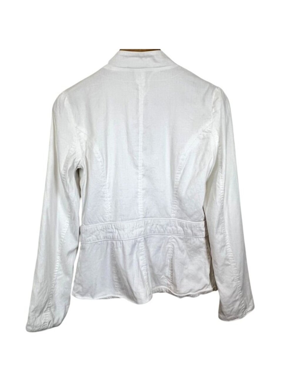 Fitted Linen Blend Safari Jacket Utility Blazer Sz XS Coastal Minimalist Resort - Picture 3 of 14